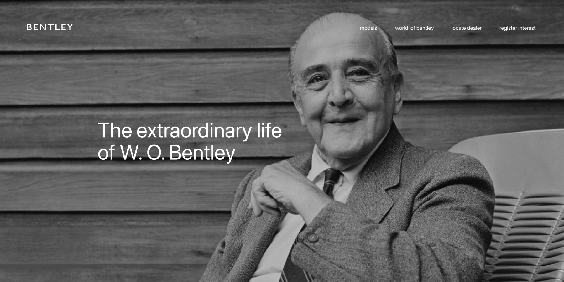 Portrait of W. O. Bentley with text about his extraordinary life.