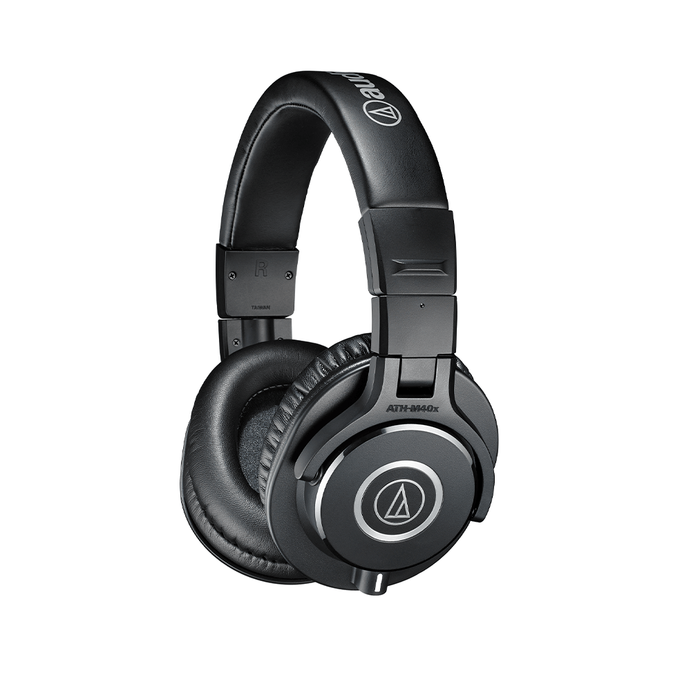 Black over-ear headphones with cushioned ear pads.